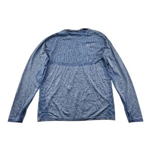 Nike Dri Fit Knit Running Top Men L Baby Blue Long Sleeve Thumb Holes